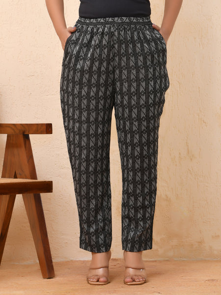 Black Double dobby straight fit pants