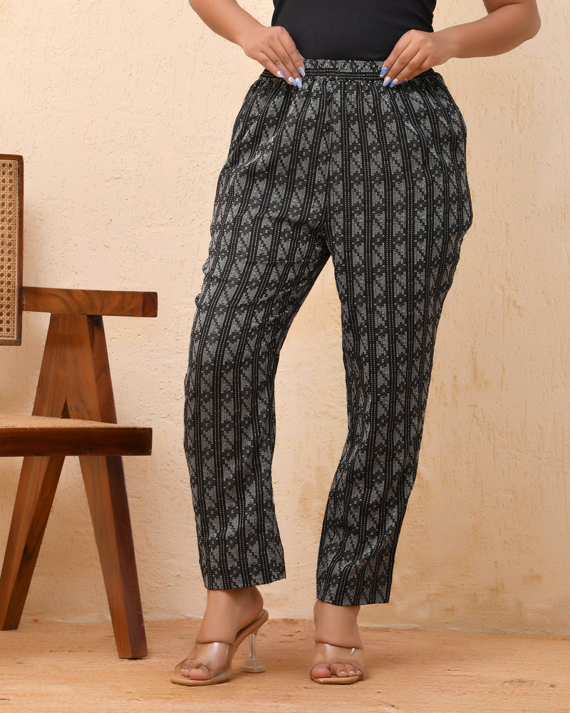 Black Double dobby straight fit pants