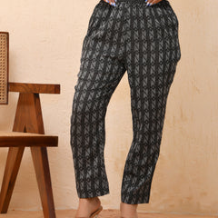 Black Double dobby straight fit pants