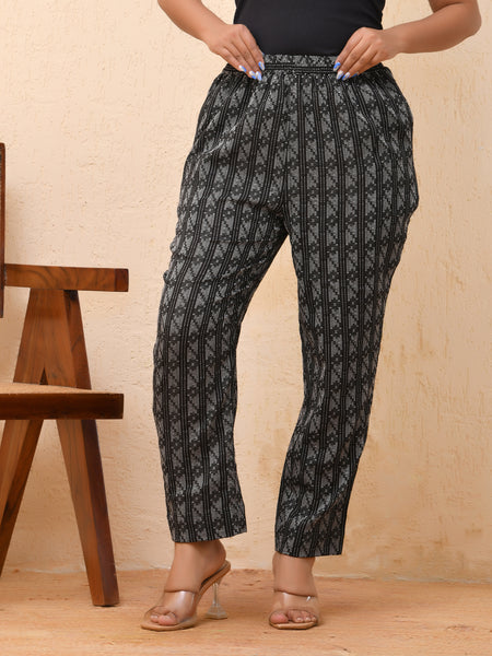 Black Double dobby straight fit pants