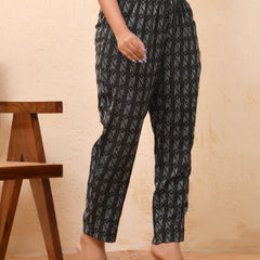 Black Double dobby straight fit pants