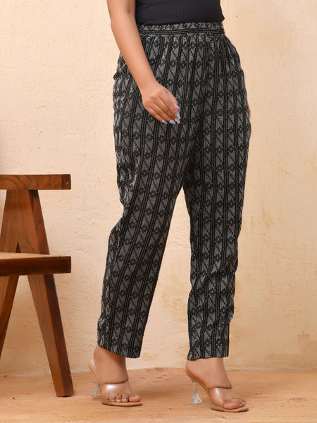 Black Double dobby straight fit pants