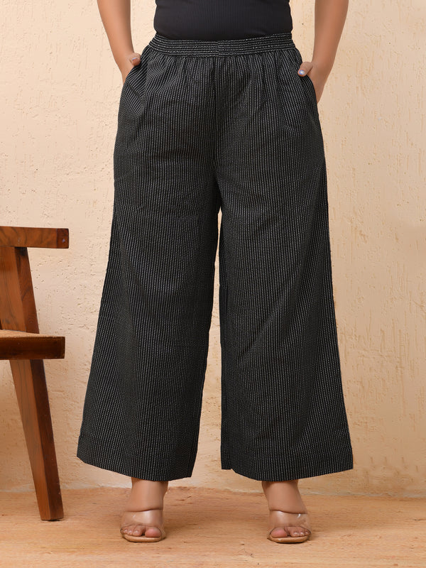 Black katha flared palazzo pants