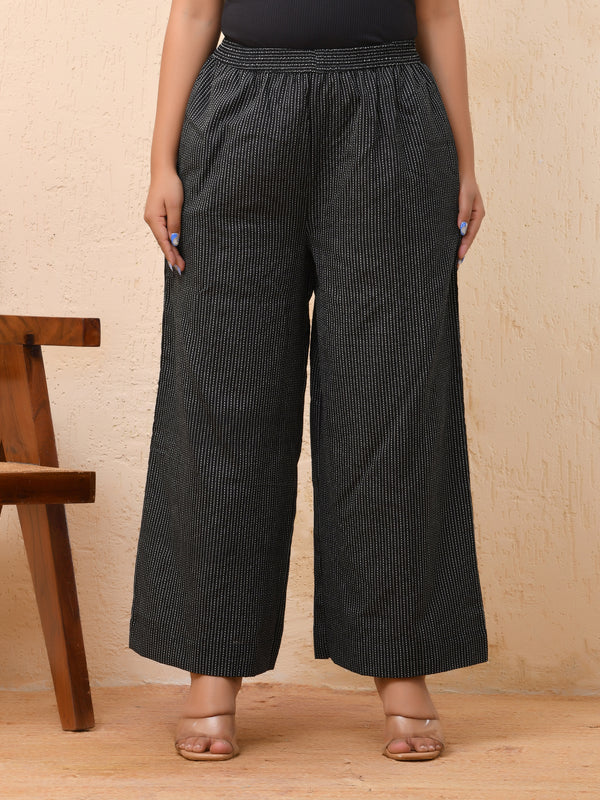 Black katha flared palazzo pants