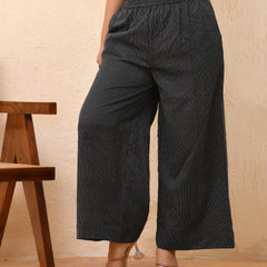 Black katha flared palazzo pants