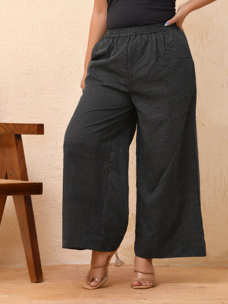 Black katha flared palazzo pants