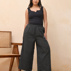 Black katha flared palazzo pants