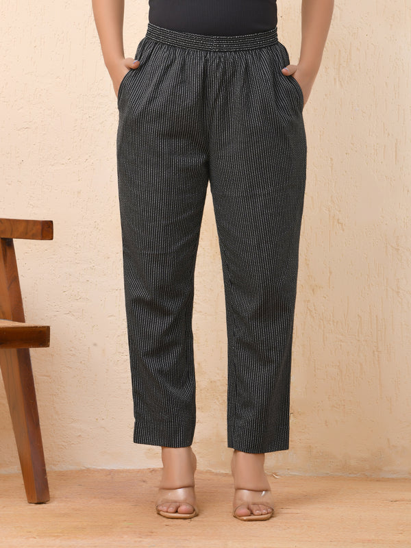 Black katha straight fit pants