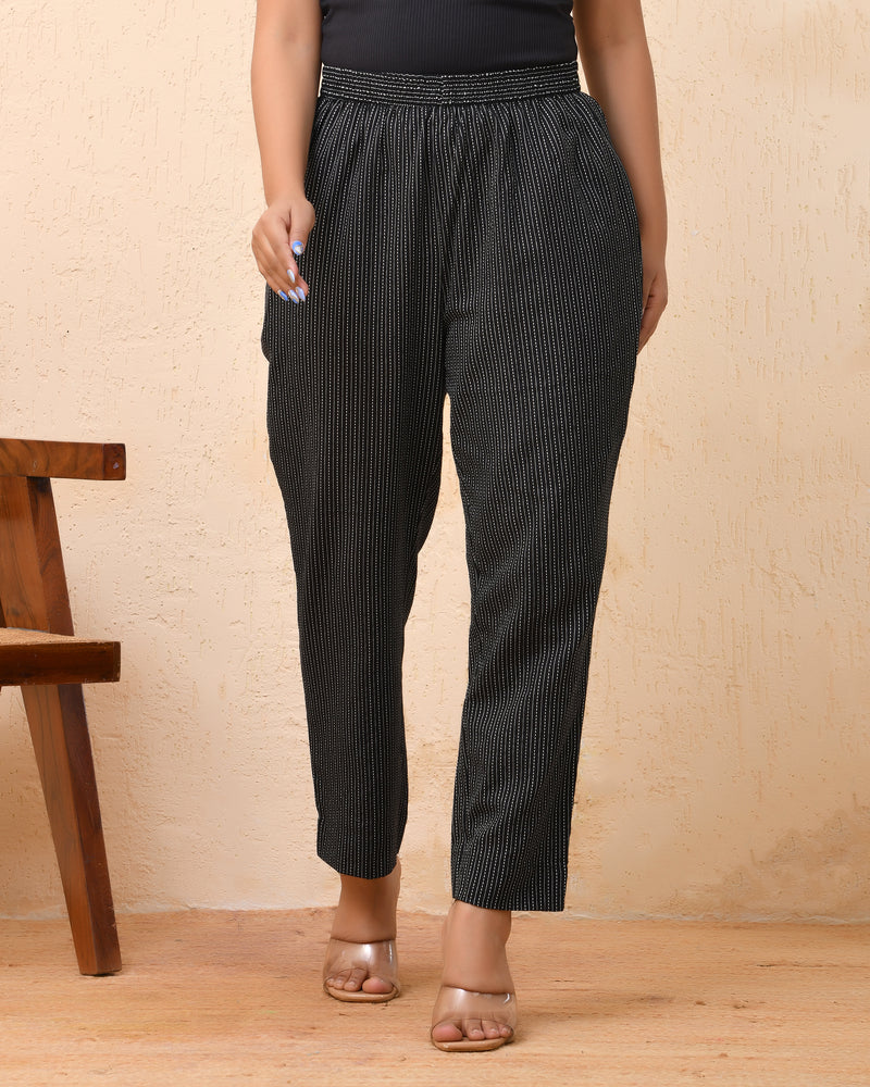 Black katha straight fit pants