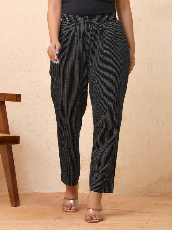 Black katha straight fit pants