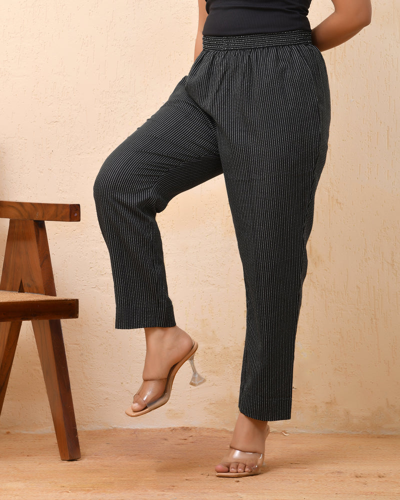 Black katha straight fit pants