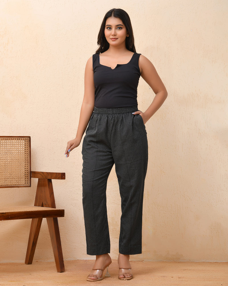 Black katha straight fit pants
