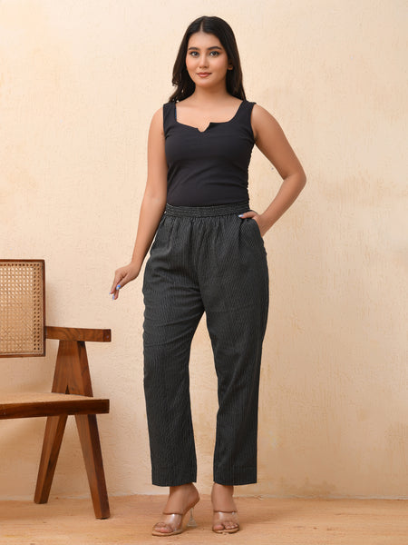 Black katha straight fit pants