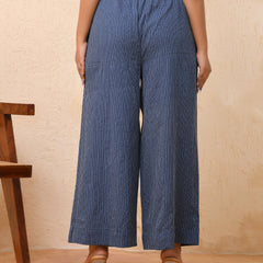 Royal blue kantha flared palazzo pants