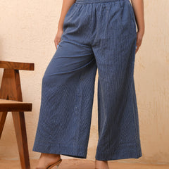 Royal blue kantha flared palazzo pants