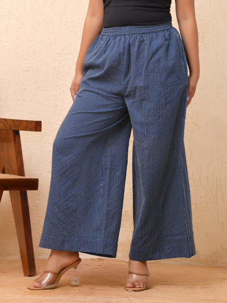 Royal blue kantha flared palazzo pants