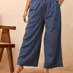 Royal blue kantha flared palazzo pants