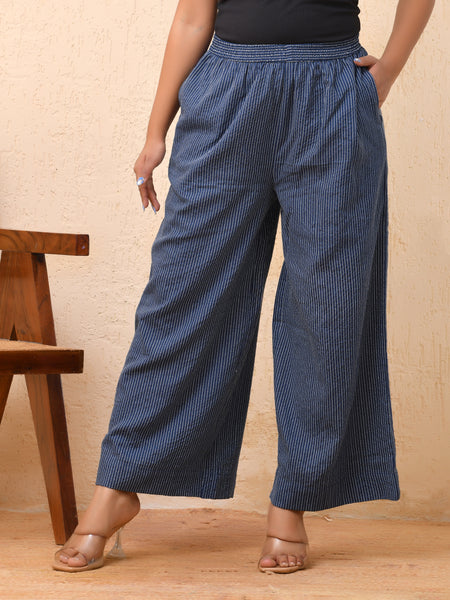 Royal blue kantha flared palazzo pants