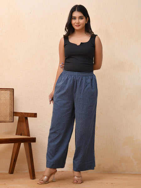 Royal blue kantha flared palazzo pants