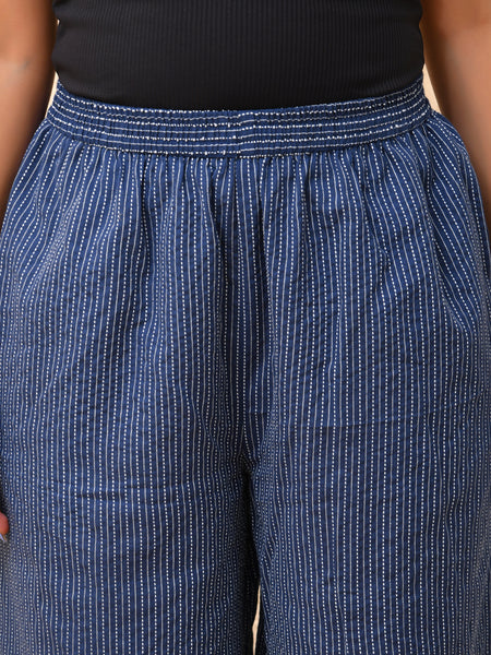 Royal blue kantha flared palazzo pants