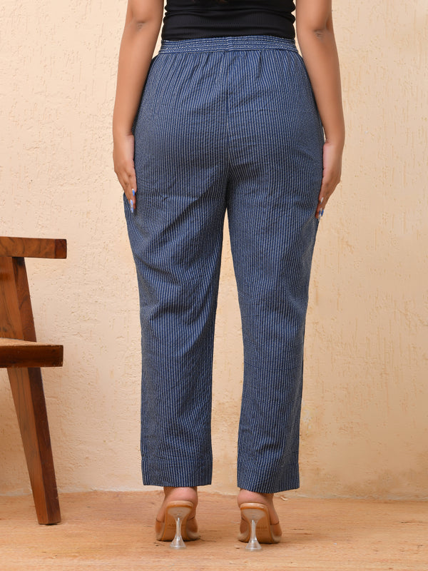 Royal blue kantha straight fit pants