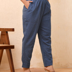 Royal blue kantha straight fit pants