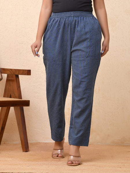 Royal blue kantha straight fit pants