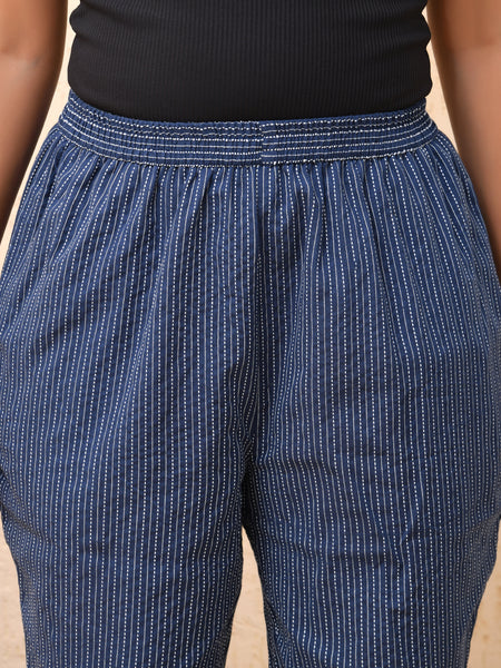 Royal blue kantha straight fit pants