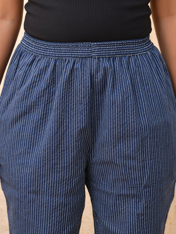 Royal blue kantha straight fit pants
