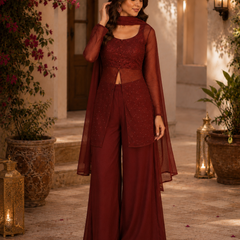 Kareena Kapoor Inspired Wine Co-Ord Set