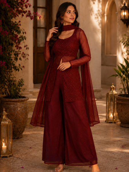 Kareena Kapoor Inspired Wine Co-Ord Set