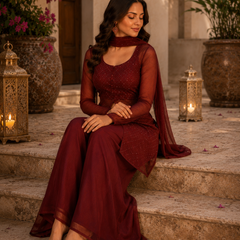 Kareena Kapoor Inspired Wine Co-Ord Set