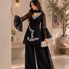 Black Embroidered Co-Ord Set