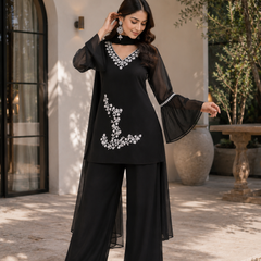 Black Embroidered Co-Ord Set