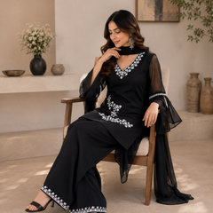 Black Embroidered Co-Ord Set