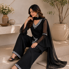 Black Embroidered Co-Ord Set
