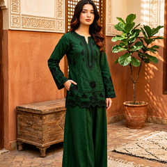 Emerald Green Embroidered Kurta Set