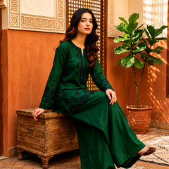 Emerald Green Embroidered Kurta Set