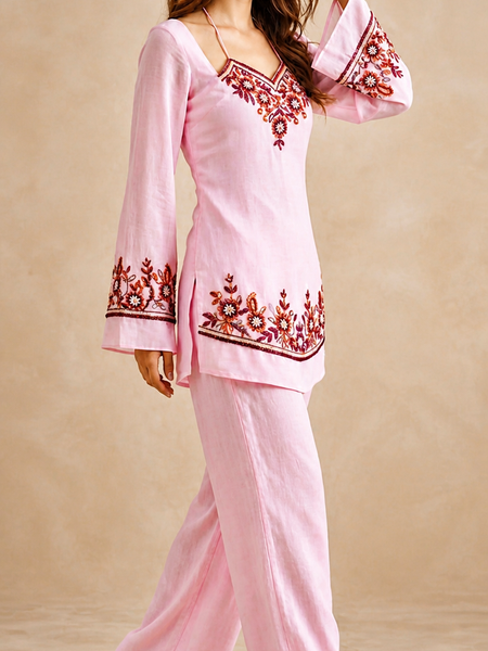 Rose Petal Embroidered Kurta Set