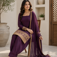 Amethyst Plum Embroidered Suit Set