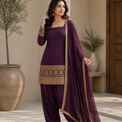 Amethyst Plum Embroidered Suit Set