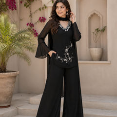 Embroidered Co-Ord Set with Flared Sleeves