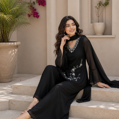 Embroidered Co-Ord Set with Flared Sleeves