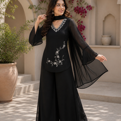 Embroidered Co-Ord Set with Flared Sleeves