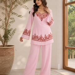 Rose Petal Embroidered Kurta Set