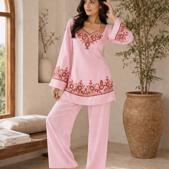 Rose Petal Embroidered Kurta Set