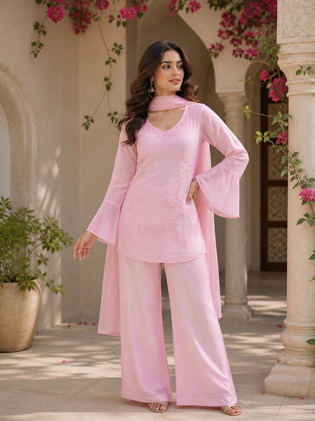 Blush Pink Embroidered Kurta Set