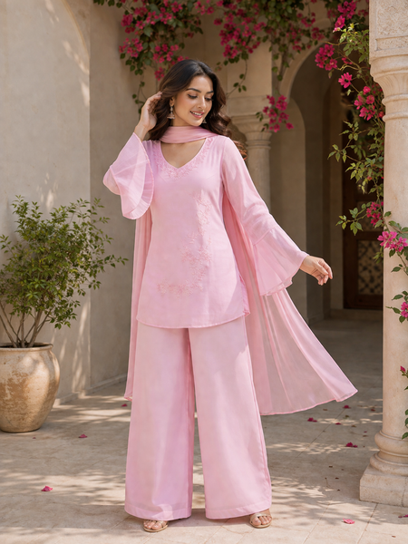 Blush Pink Embroidered Kurta Set
