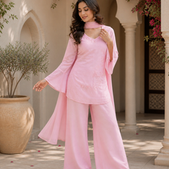 Embroidered Co-Ord Set with Flared Sleeves