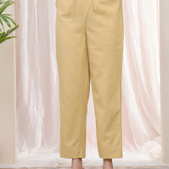 Women Cheeku Cotton Flax Solid Straight Pants